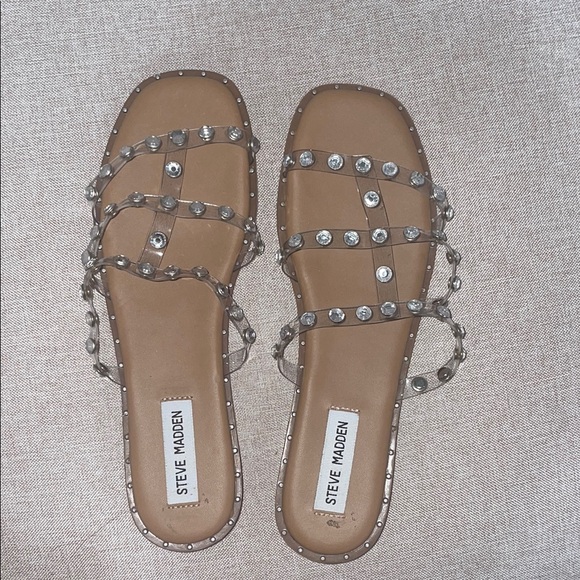 Steve Madden Women's Tan Studded Sandals - Picture 1 of 3